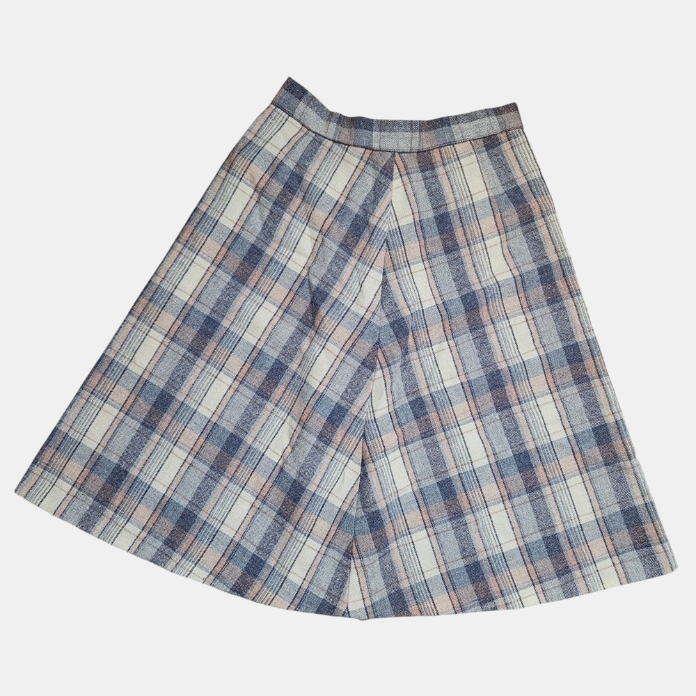 Vintage Plaid Flannel A-Line Midi Skirt 23 Back Zip Preppy Academia 70s‎